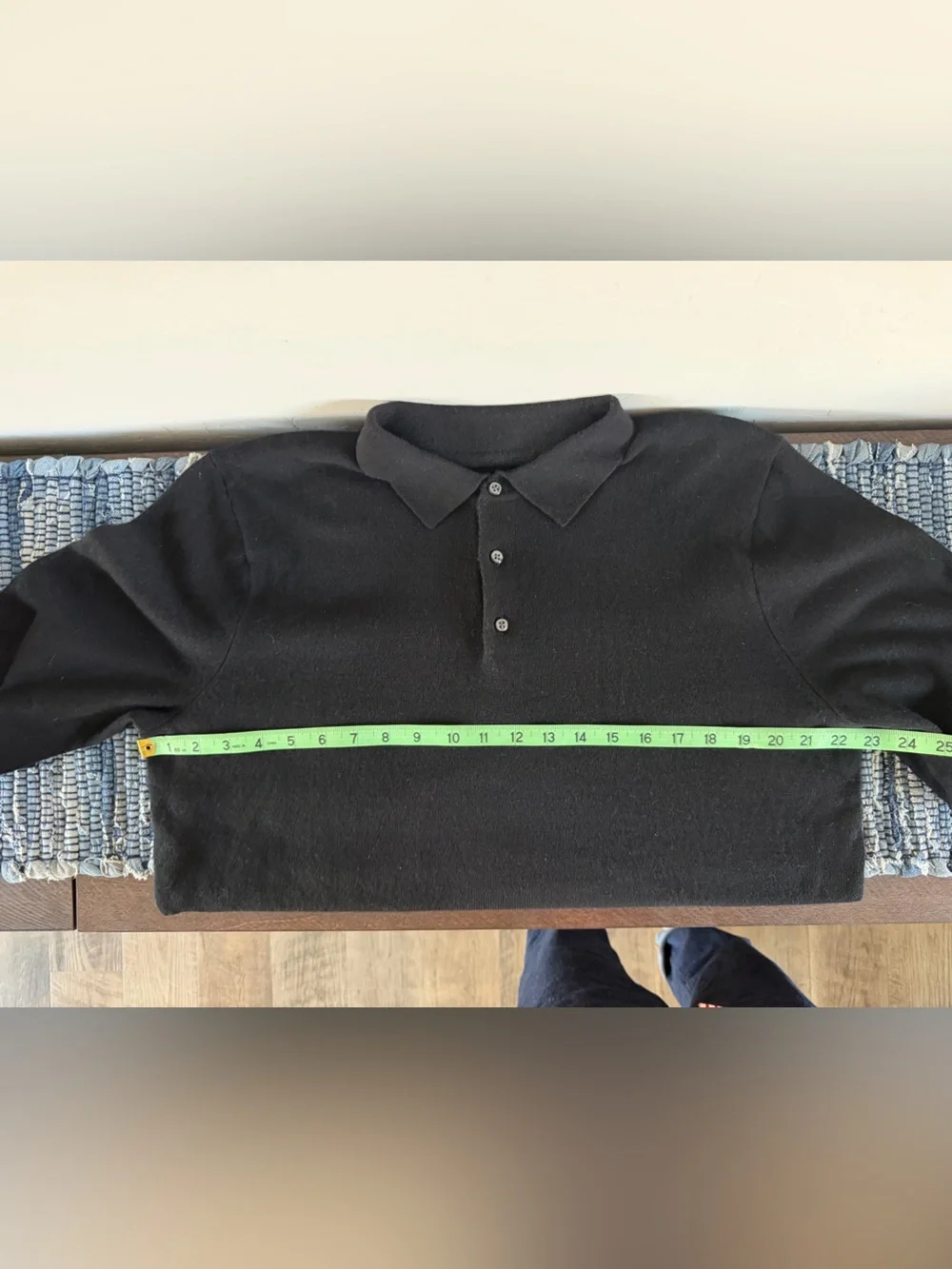 J.Crew Black Cashmere Polo Sweater Men’s Large Long Sleeve Luxury Knit